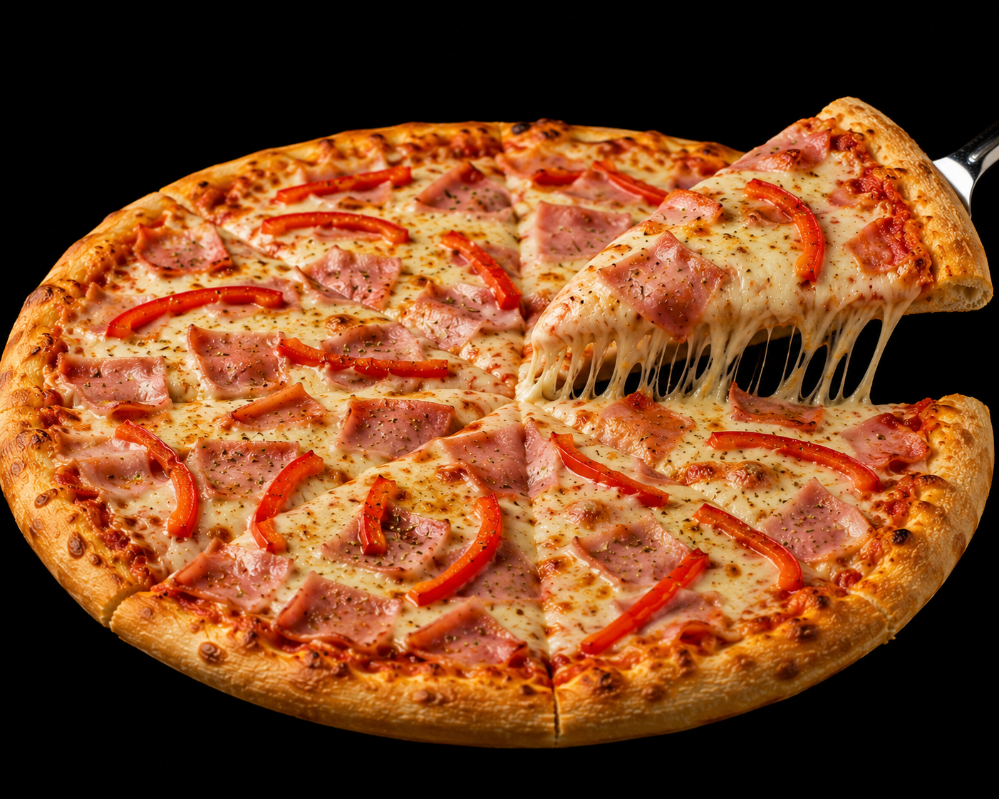 Pizza jamón y morrón